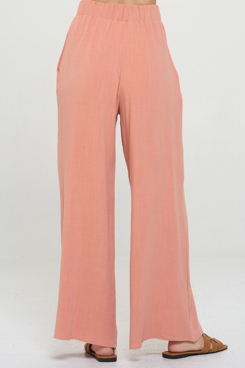 RENEE C Linen Wide Leg Pants with Pockets