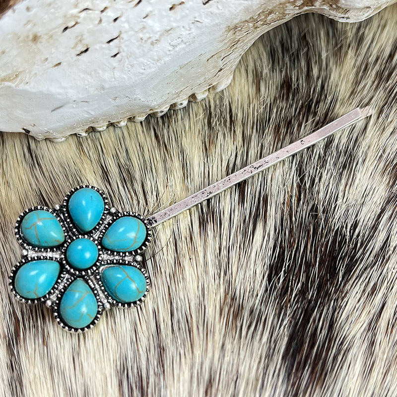 Turquoise Alloy Hairpin